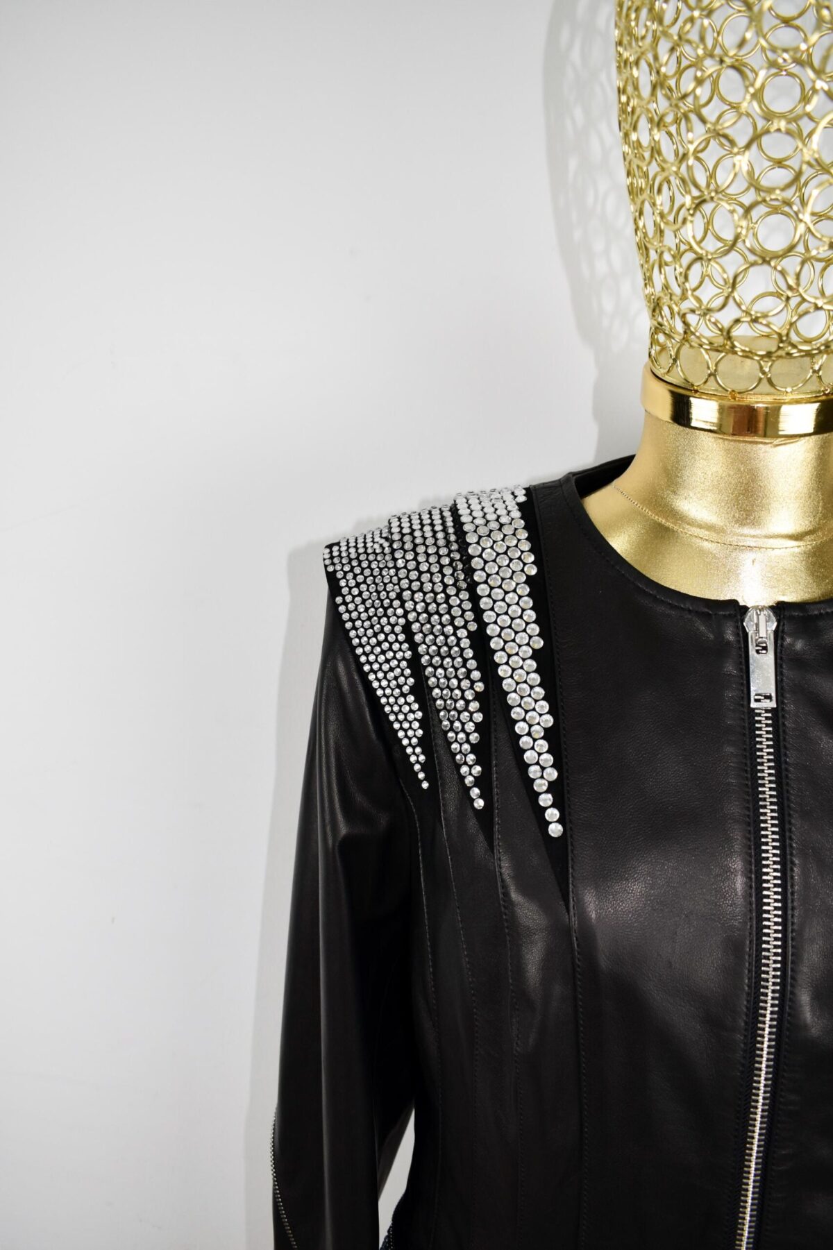 695e608059f447123fa65faf.jpg Rhinestone Black Leather Jacket • Women’s Crystal Studded Biker Coat
