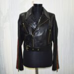 Women's Real Python Skin Trim Genuine Leather Luxury Motorcycle Biker Jacket