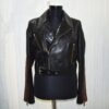 Women's Real Python Skin Trim Genuine Leather Luxury Motorcycle Biker Jacket