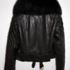 Handmade Lambskin Leather Jacket: Fox Fur Trim, Black Luxury Coat