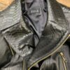 Women's Real Python Skin Trim Genuine Leather Luxury Motorcycle Biker Jacket