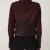 Women's Python Trim Gradient Leather Burgundy Motorcycle Biker Jacket
