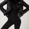 Women's Mink Fur Trim Python Leather Jacket With Strap