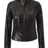 Women's Genuine Python Leather Black Snake Skin Exotic Moto Jacket