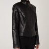 Women's Genuine Python Leather Black Snake Skin Exotic Moto Jacket