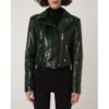 Women's Genuine Python Leather Green Snake Skin Exotic Motorcycle Biker Jacket