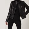 Women's Genuine Python Leather Black Snake Skin Exotic Moto Jacket