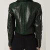 Women's Genuine Python Leather Green Snake Skin Exotic Motorcycle Biker Jacket