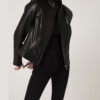 Women's Genuine Python Leather Black Snake Skin Exotic Moto Jacket