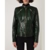 Women's Genuine Python Leather Green Snake Skin Exotic Moto Jacket