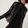 Women's Genuine Python Leather Black Snake Skin Exotic Moto Jacket