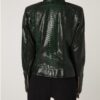 Women's Genuine Python Leather Green Snake Skin Exotic Moto Jacket