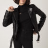 Women's Genuine Python Leather Black Motorcycle Biker Jacket
