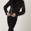 Women's Genuine Python Leather Black Motorcycle Biker Jacket