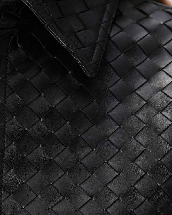 Hand Woven Leather Shirt: Women's Braided Handmade Lambskin Oversized Jacket