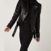Women's Genuine Python Leather Black Motorcycle Biker Jacket