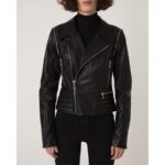 Women's Genuine Leather Black Removable Sleeves Motorcycle Biker Jacket Vest