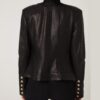 695e60b559f447123fa66e10.jpg Handmade Black Lambskin Leather Jacket: Lion Embossed Gold Buttons