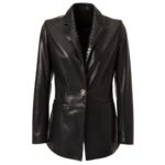 Women's Python Trim Handmade Leather Blazer Jacket
