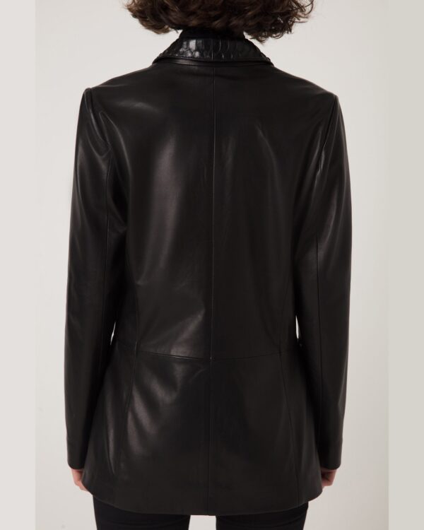 Women's Python Trim Handmade Leather Blazer Jacket