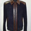 Navy Metis Suede Jacket with Brown Python Trim