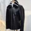 Genuine Python Skin Rex Fur Collar Men's Exotic Leather Luxury Black Jacket