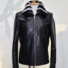 Genuine Python Skin Rex Fur Collar Men's Exotic Leather Luxury Black Jacket