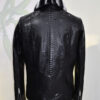 Genuine Python Skin Rex Fur Collar Men's Exotic Leather Luxury Black Jacket