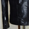 Genuine Python Skin Rex Fur Collar Men's Exotic Leather Luxury Black Jacket