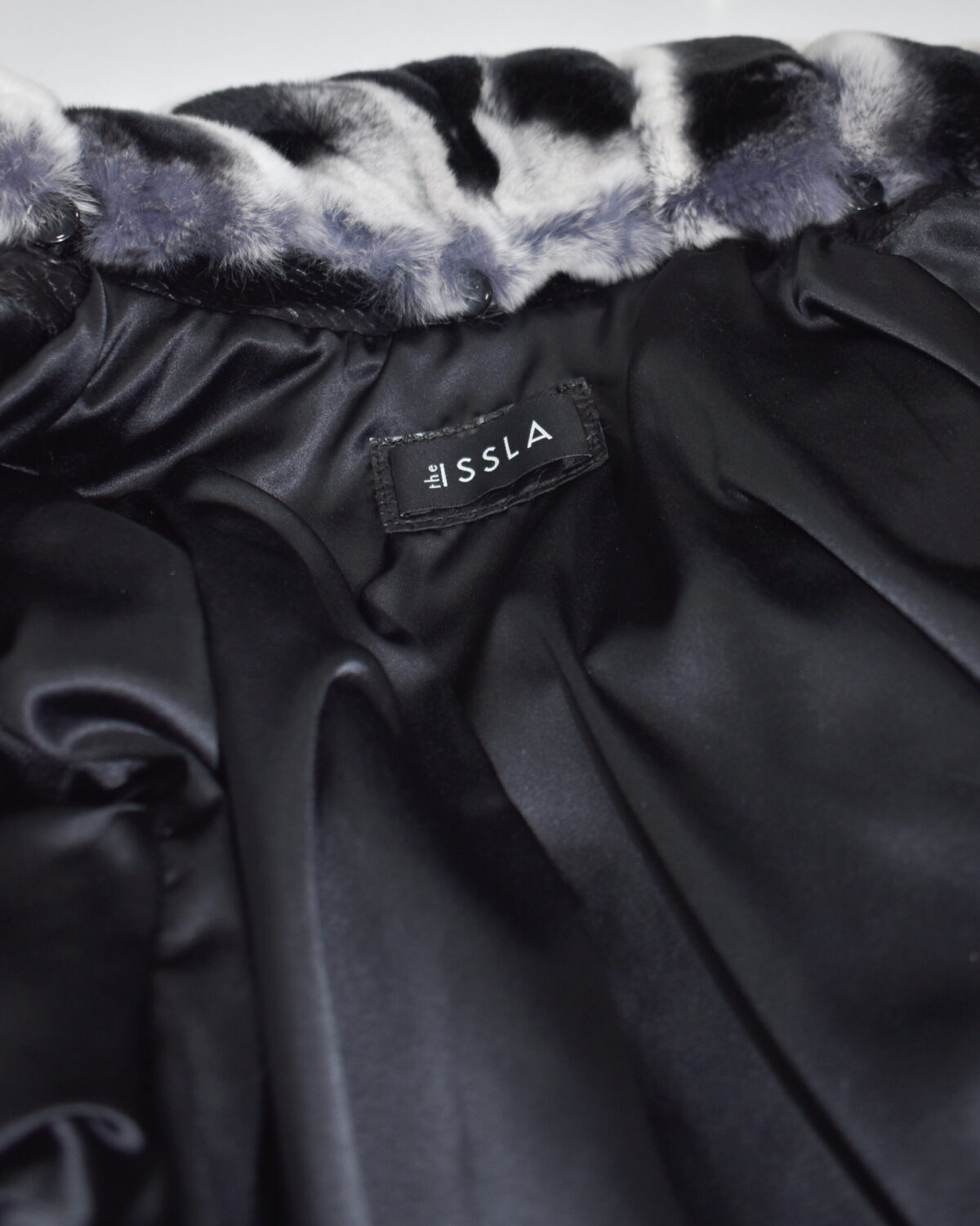 Black Python Jacket with Rex Fur Collar