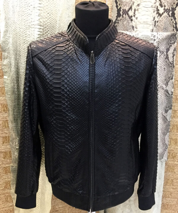 Genuine Python Leather Men's Exotic Snake Skin Black Luxury Jacket