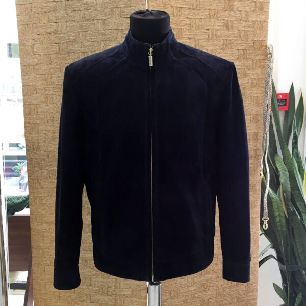 Metis Suede Genuine Leather Men's Luxury Navy Blue Bespoke Jacket