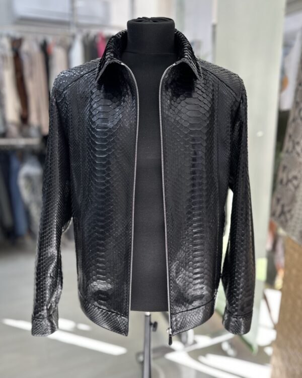 Men's Black Python Leather Exotic Snake Skin Luxury Bespoke Jacket
