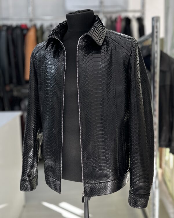 Men's Black Python Leather Exotic Snake Skin Luxury Bespoke Jacket