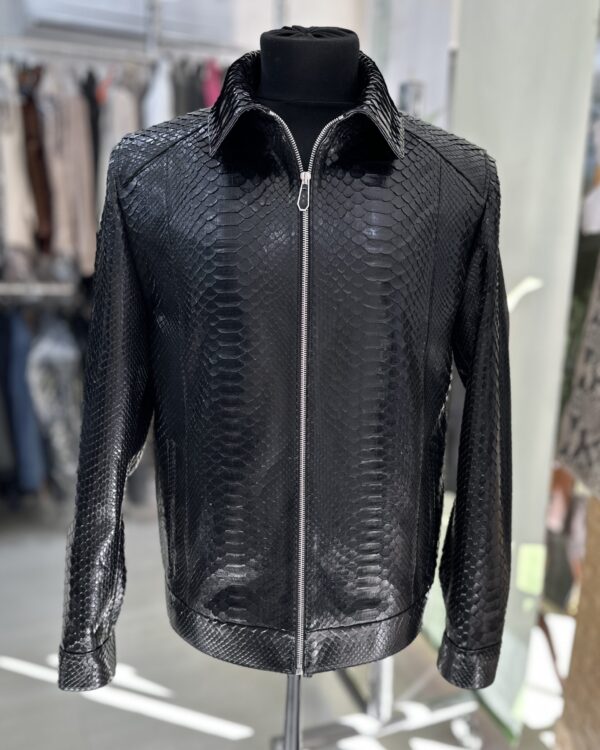 Men's Black Python Leather Exotic Snake Skin Luxury Bespoke Jacket