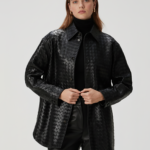 Hand-Woven Lambskin Oversized Shirt Jacket