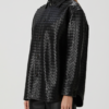 Intrecciato Woven Leather Shirt: Women's Handmade Lambskin Oversized Jacket