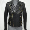 Premium Leather Biker Jacket with Python Trim