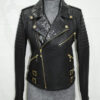 Premium Leather Biker Jacket with Python Trim