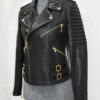 Premium Leather Biker Jacket with Python Trim