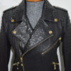 Premium Leather Biker Jacket with Python Trim