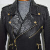 Premium Leather Biker Jacket with Python Trim