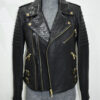 Premium Leather Biker Jacket with Python Trim