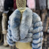 Icy Blue Fox Fur Jacket with Shawl Collar