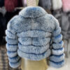 Icy Blue Fox Fur Jacket with Shawl Collar