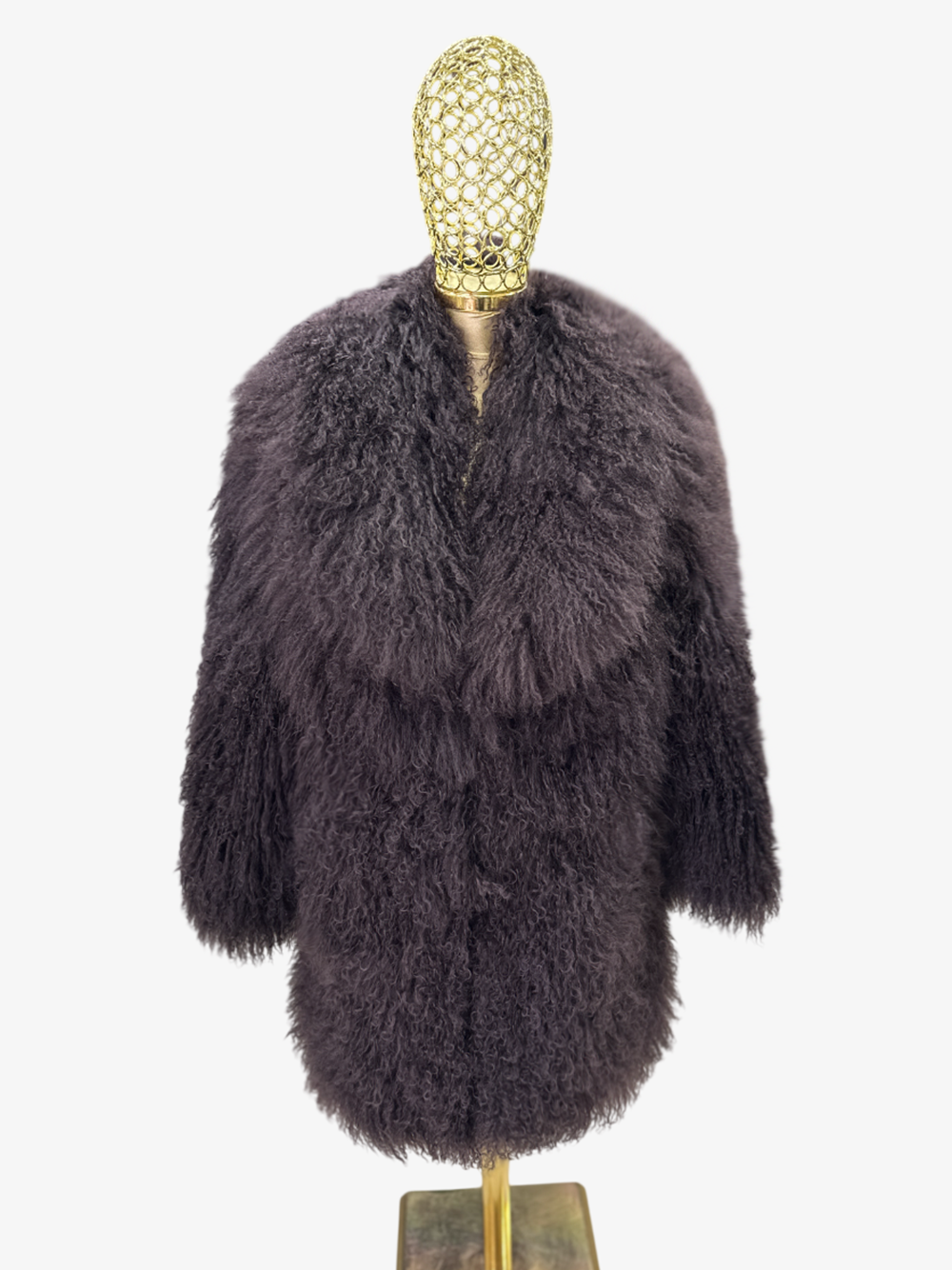 Brown Luxurious Mongolian Lamb Fur Coat | Chocolate Curly Sheepskin Shaggy Natural Tibetan Winter Overcoat