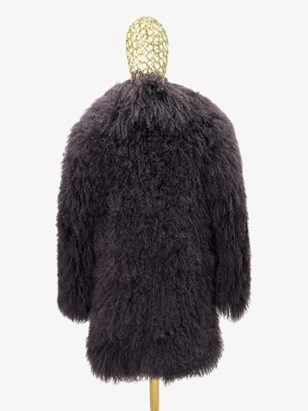 Brown Luxurious Mongolian Lamb Fur Coat | Chocolate Curly Sheepskin Shaggy Natural Tibetan Winter Overcoat