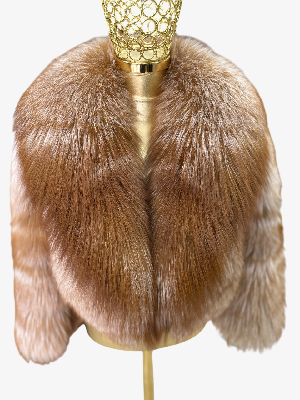 Golden Brown Fox Fur Coat: Women's Luxury Handmade Jacket