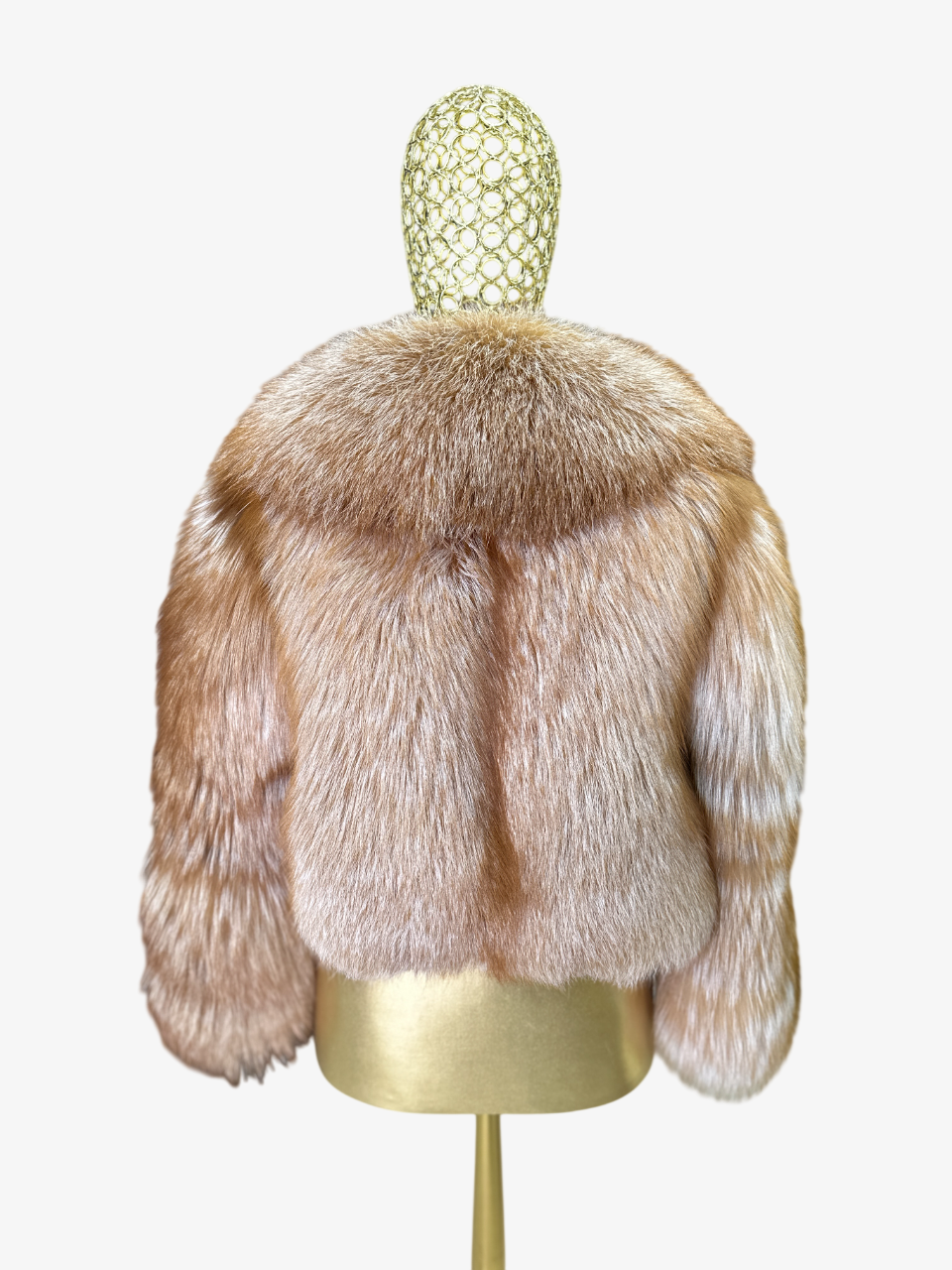 Golden Brown Fox Fur Coat: Women's Luxury Handmade Jacket