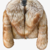 Golden Brown Fox Fur Coat: Women's Luxury Handmade Jacket